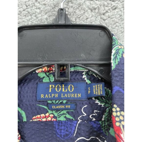 Polo Ralph Lauren Small Classic Fit Hawaiian Blue Seersucker Button Down Shirt - Picture 7 of 8
